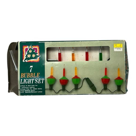 VTG Bubbling Lights Christmas Tree Holiday Decorative - 7 light set